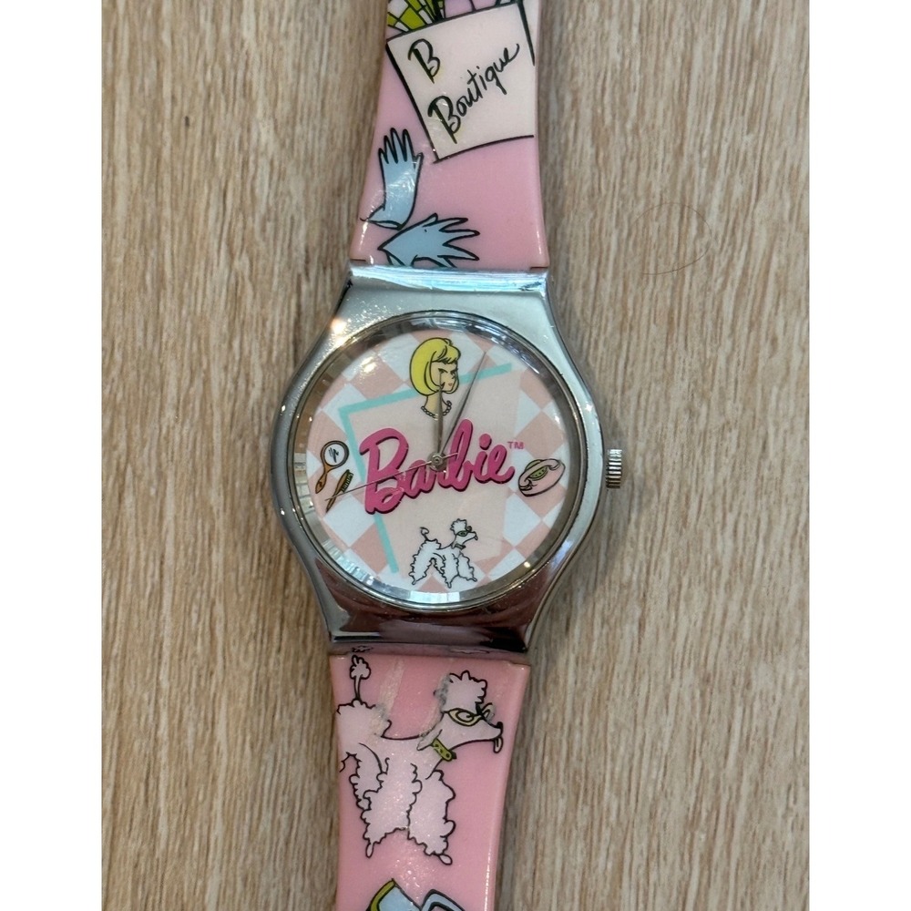 Vintage 90s Barbie Pink Poodle Boutique Graphic Watch